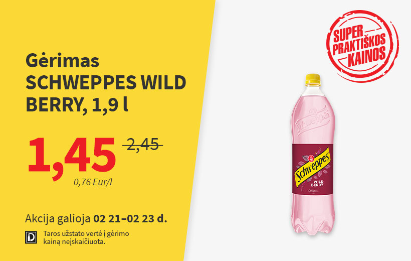 SUPER PRAKTIŠKA KAINA gėrimas SCHWEPPES 