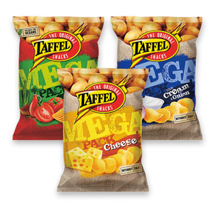 Bulvių traškučiai TAFFEL MEGA 3,45 PACK (3 rūšių), 250 g