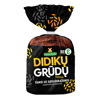 DIDIKŲ GRŪDŲ tamsi forminė duona su saulėgrąžomis, 340 g