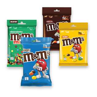 Dražė M&M’S (4 rūšių), 77 g, 90 g