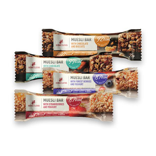 Dribsnių batonėlis HERKULESS MUESLI BAR (4 rūšių), 25 g.