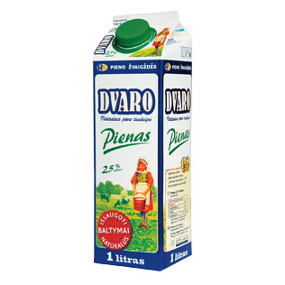 DVARO pienas, 2,5% rieb., 1 l