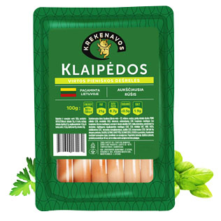 Sveriamos KLAIPĖDOS virtos pieniškos dešrelės, a. r., 1 kg