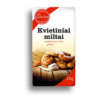 Kvietiniai miltai DAINA, 2 kg/pak.