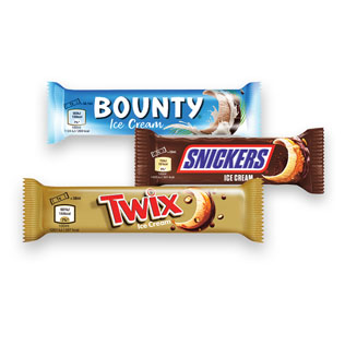 Ledų batonėlis BOUNTY, TWIX arba SNICKERS, 39 g, 40 g, 48 g