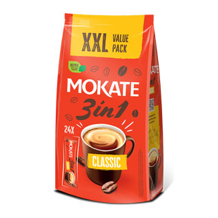 Tirpiojo kavos gėrimo pakuotė MOKATE 3IN1 CLASSIC, 10 x 17 g, 170 g/pak.