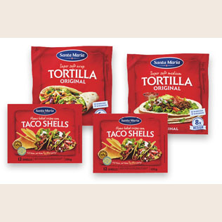 Tortilijoms TORTILLA ORIGINAL ir kukurūziniams tako krepšeliams TACO SHELLS, 135–320 g