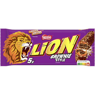 Rinkinys: batonėliai NESTLE LION BROWNIE, 5 x 30 g/pak.