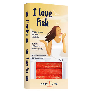 Atšaldytos krabų skonio lazdelės iš surimio I LOVE FISH, 150 g