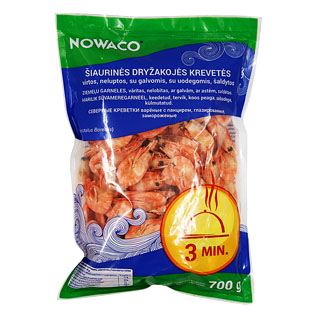 Šaldytos krevetės NOWACO Šiaurinės virtos su kiautu, 700 g
