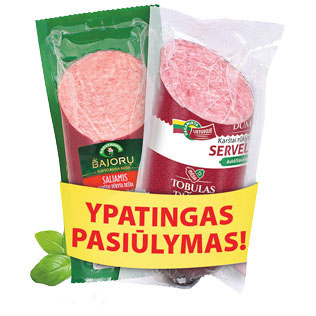 Rinkinys: karštai rūkytas saliamis ir servelatas, a. r., 800 g/pak.