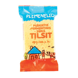 PIEMENĖLIO puskiet. ferment. sūris TILSIT, 45% rieb. s.m., 200 g